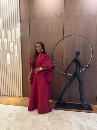 Luxury Nigerian boubou dress from AREHWAH Luxe in raw silk material