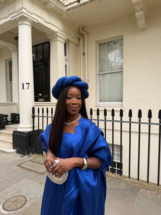 Luxury Nigerian boubou dress from AREHWAH Luxe in mikado in premium colours