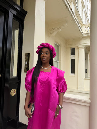 Luxury Nigerian boubou dress from AREHWAH Luxe in mikado in premium colours