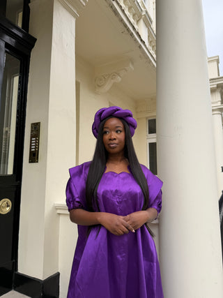 Luxury Nigerian boubou dress from AREHWAH Luxe in mikado in premium colours