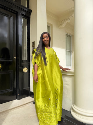 Luxury Nigerian boubou dress from AREHWAH Luxe in mikado in premium colours